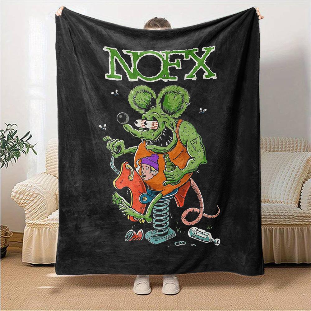 1pc NOFX Soft Flannel All Season Throw for Home, Office, Outdoor UseDurable Comfort Soft Warm Throw for Home
