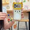 Cute Cartoon Big Bear Head Rilakkuma IMD Phone Case for iPhone 17 17Pro 17Promax 16 15 14 Pro Max 16pro with Bracelet Pendant