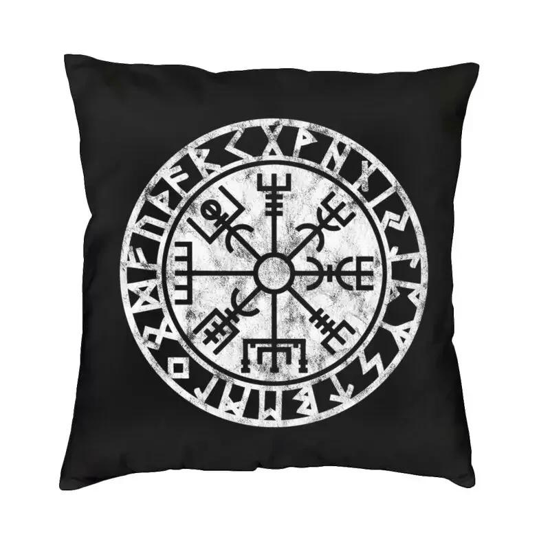 Viking Runes Thor Mjolnir Cushion Covers Soft Norse Valhalla Odin Pillow Case for Sofa Car Square Pillowcase 45cm 18Inch