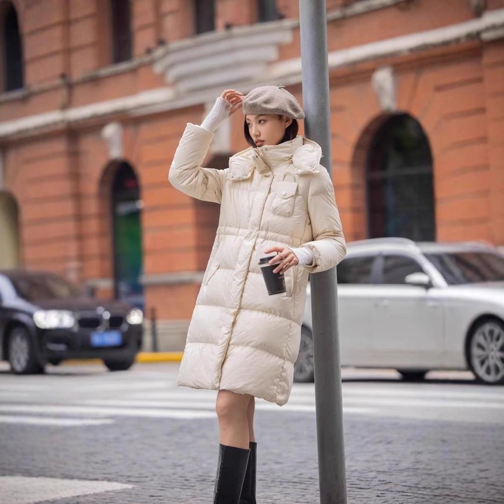 Women's 2024 Winter Hooded Slim Goose Down Coat
