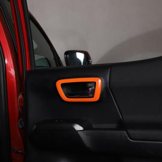ABS Orange Inner Door Handle Frame Cover Decorate Trim For Toyot-a Tacoma 16-22
