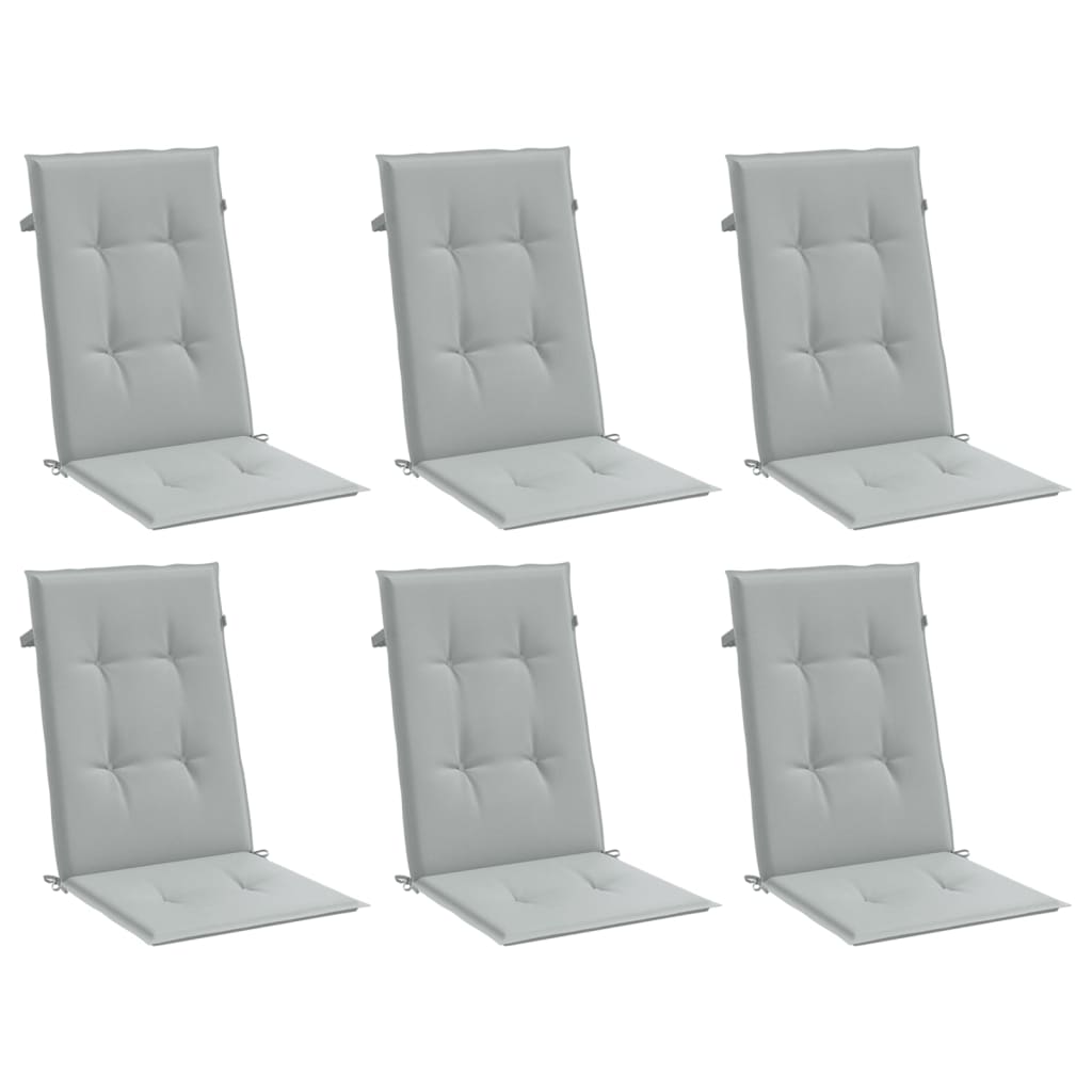 High Back Chair Cushions 6 Pcs Light Grey Melange 120 X 50 X 4 Cm Fabric
