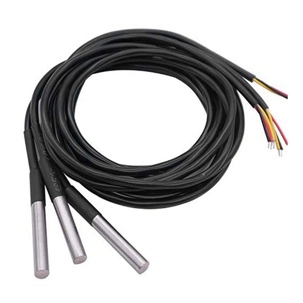 A84E-4Pcs DS18B20 Waterproof Temperature Sensors 1M Length Digital Thermal Stainless Steel Probe Temperature Controller