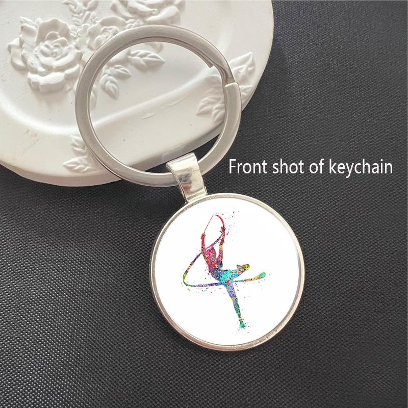 Rhythmic Gymnastics Time Gem Keychain Pendant - Alloy Keyring Ornament Gift
