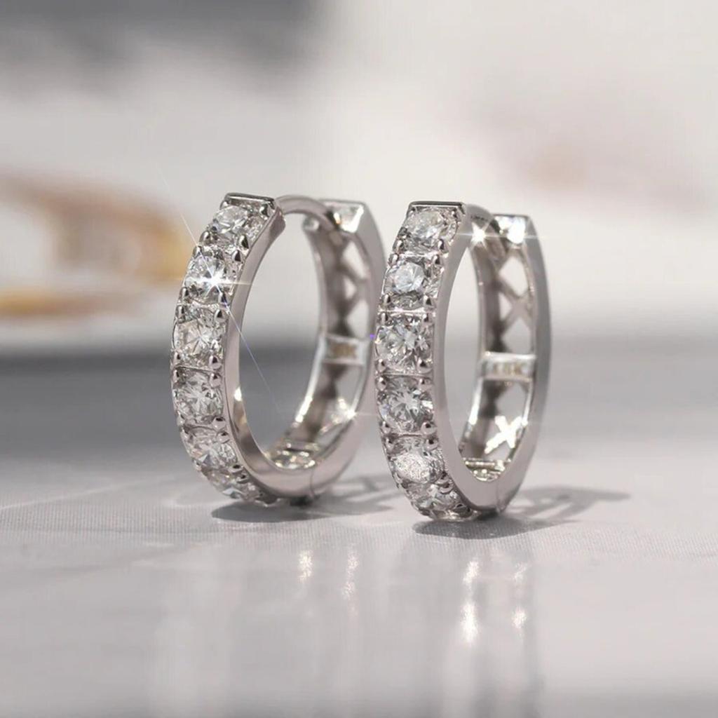 Pave Set Small Huggie Hoop Earrings for Women Sparkling Channel Set Stone Minimalist Daily Wear Earrings Jewelry