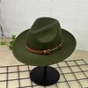 New European and American top hat gentleman's hat flat brim solid color hat retro jazz hat panama belt top hat