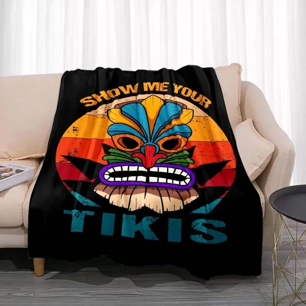 Tiki Bar Fashion Flannel Throw Blanket Summer Beach Aloha Hawaii Funny Accessories Man Cave Party Home Decor for Pub Club