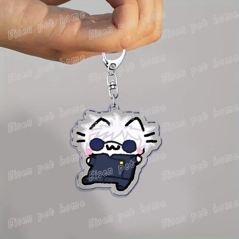 Cute Cat Cartoon Keychains for Accessories Bag Funny Meme Kawaii  Strawberry Kitten KeyChain Ring Jewelry Fans Gifts Keyrings