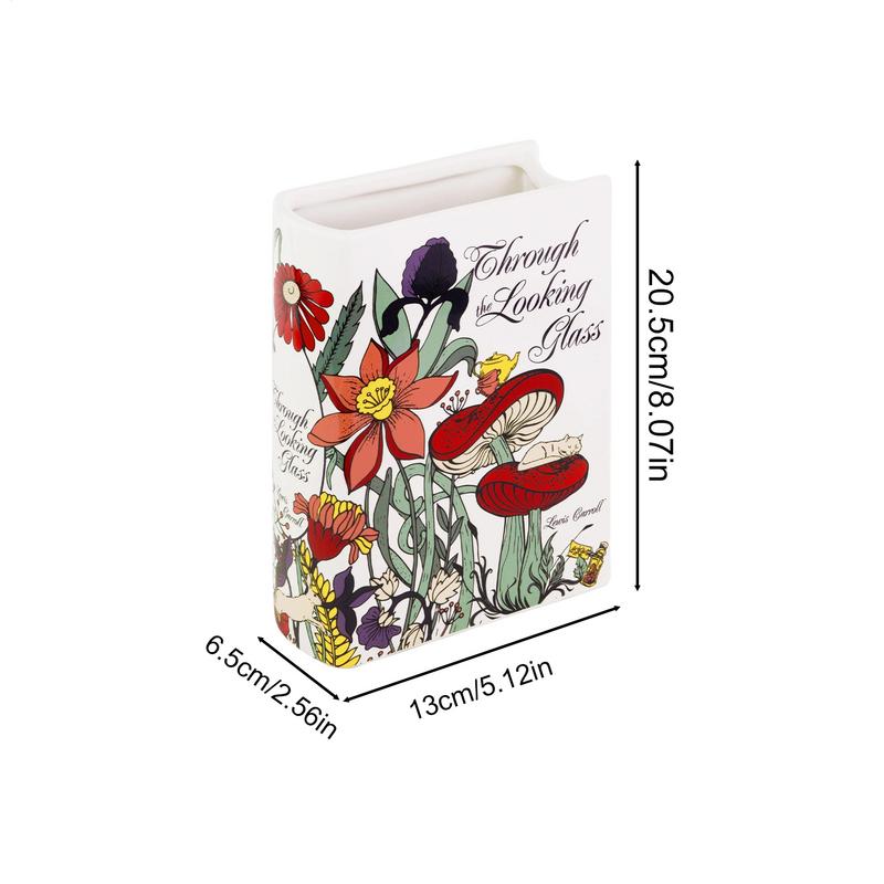 Creative Square Painted Flowers Book Ceramic Vase Flower Arrangement Art Crafts Irregular Table Vase Ornaments Home Decoration