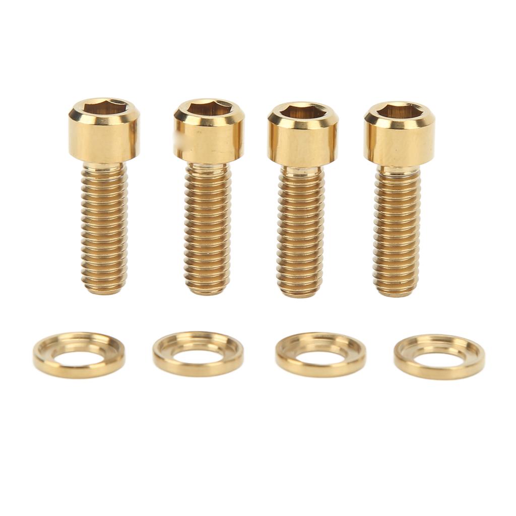 4 Sets Disk Brake Screw Washers Set M6 18mm Firm Connection Rustproof Light Ti Alloy Disk Brake Fixing Screw Set
