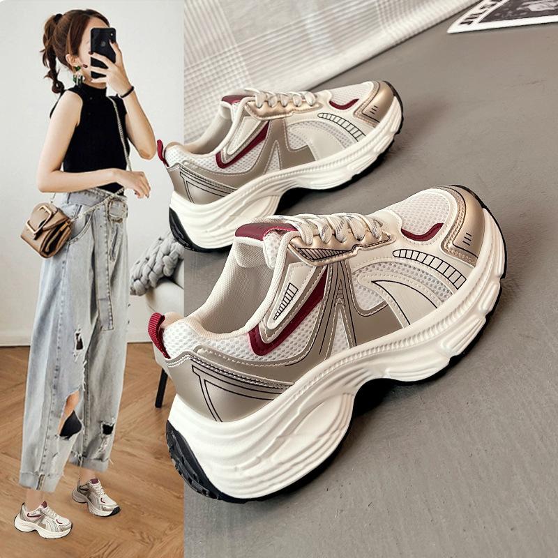 Thick-soled heightening versatile dad shoes for women's 2025 spring new popular soft-soled casual sports shoes 9938