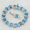 1 pz Casual Mystic Sky Blue Cubic Zirconia White Cubic Zirconia Charm Bracciali per le donne Braccialetto alla moda