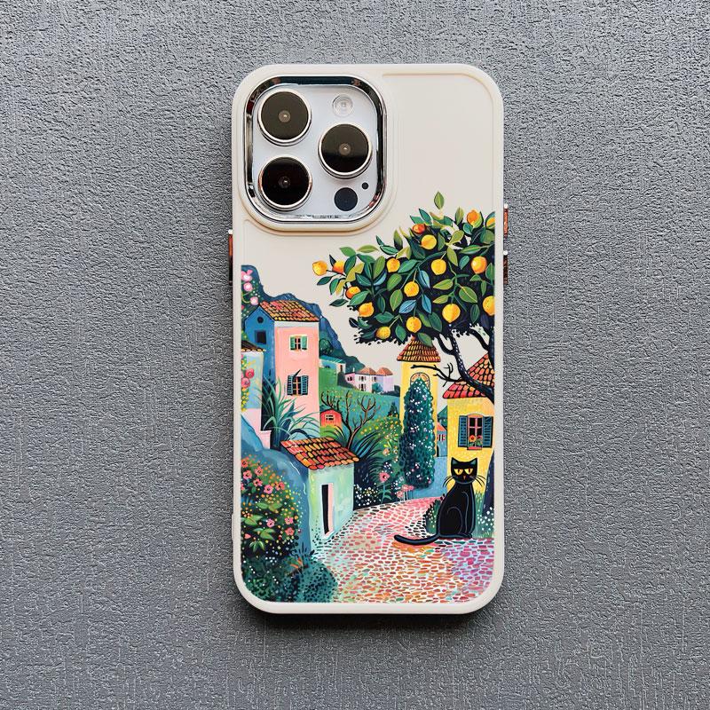 Flower Tree Kitten Silicone Phone Case For iPhone 12 11 Pro Max 16 15 14 13 Pro Max Plus X XR XS 7 8 Plus SE2 Shockproof Covers