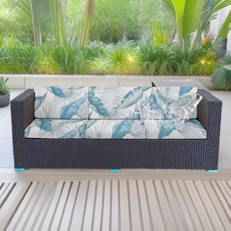 Rutschfeste Outdoor-Sofa-Kissenbezüge mit tropischem Druck, Möbelschutz, Ersatz für einzelne Sitzkissen