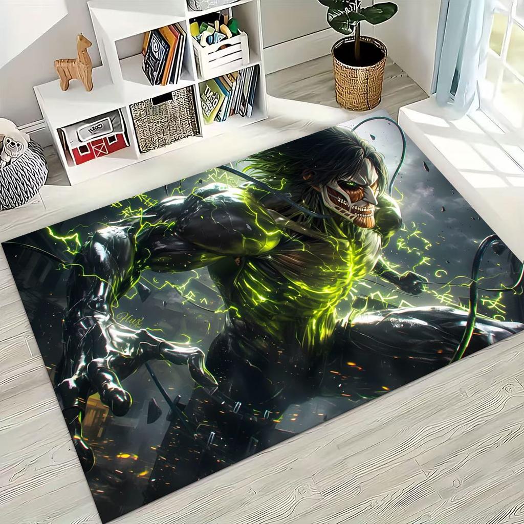 2026 New Anime Attack on Titan Eren Mikasa Cartoon Rug for Bedroom Living Room Sofa Home Doormat Decor,Kids Non-slip Floor Mat