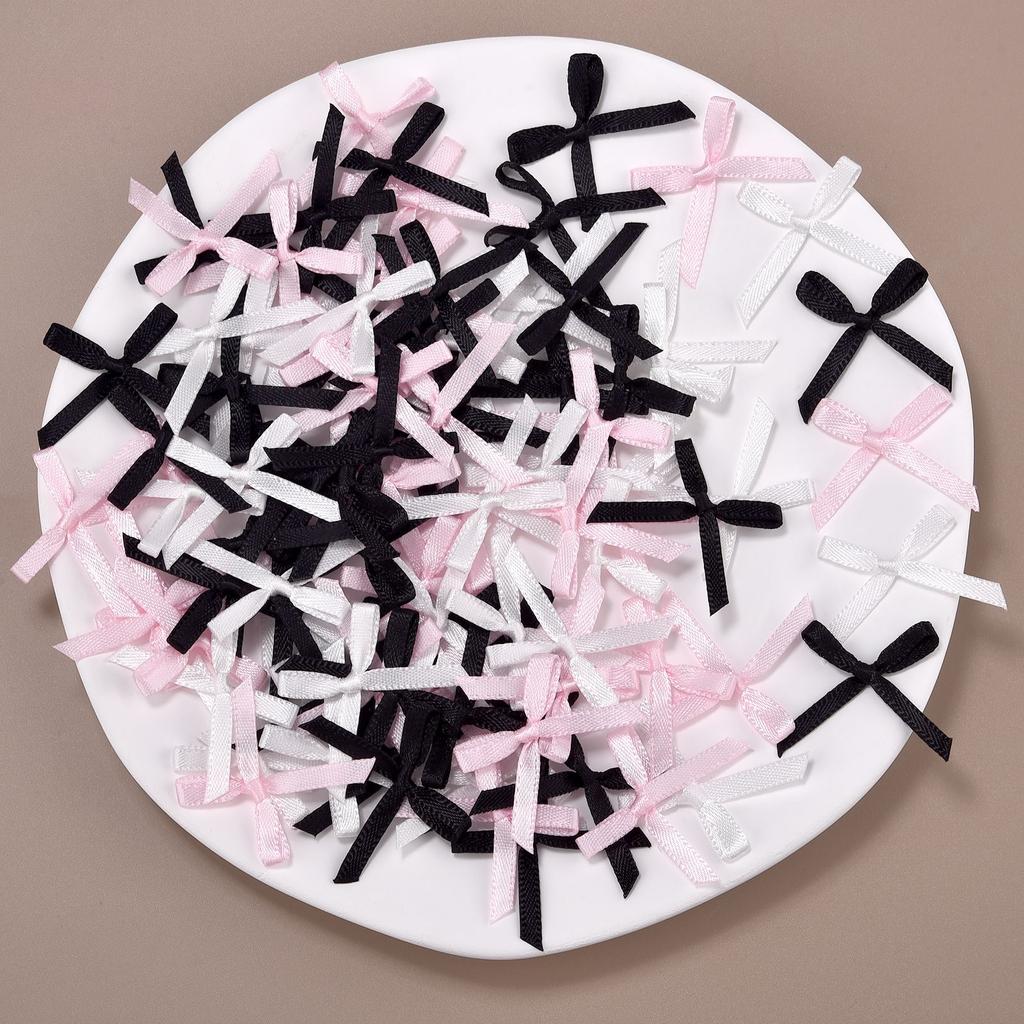 100Pcs 3mm Ribbons Mini Satin Ribbons Flowers Bows Ties DIY Craft Scrapbooking Embellishment Accessories Christmas Decorations
