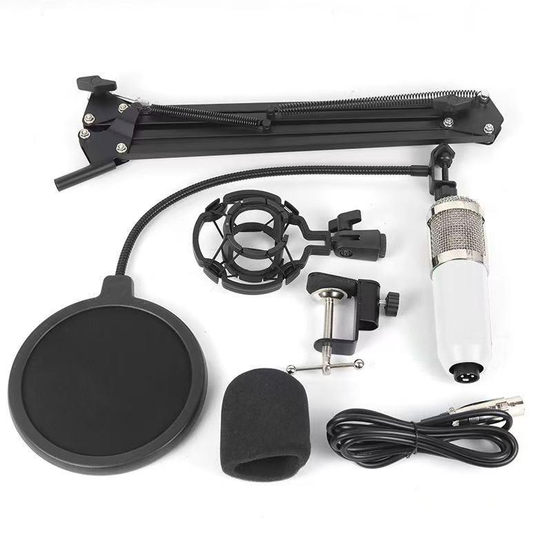 BM800 Kondensatormikrofon Set mit V8 Soundkarte & USB Mikrofonarm für Live-Streaming