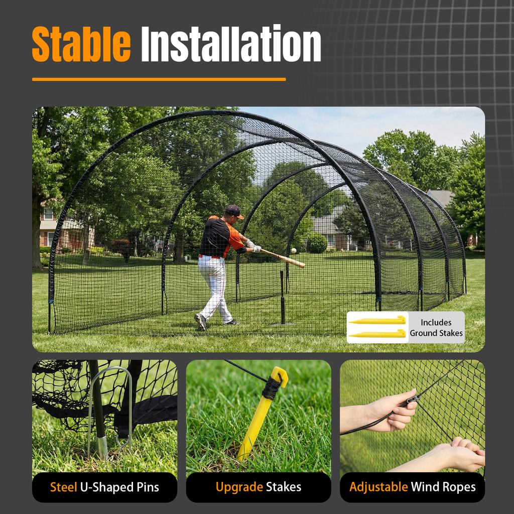 Portable Baseball Softball Batting Cage Net 30x10x8FT 30x13x9FT Outdoor Backyard Training Hitting Practice Equipment Netting New
