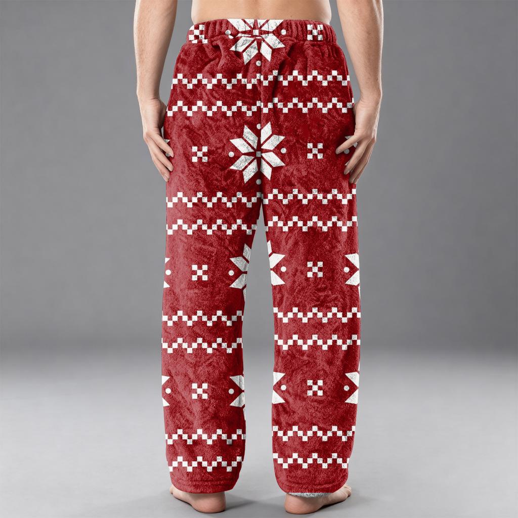 Men's Flannel Pocket Casual Pants, Printed Pocket Casual Pants, Home Sleeping Pants