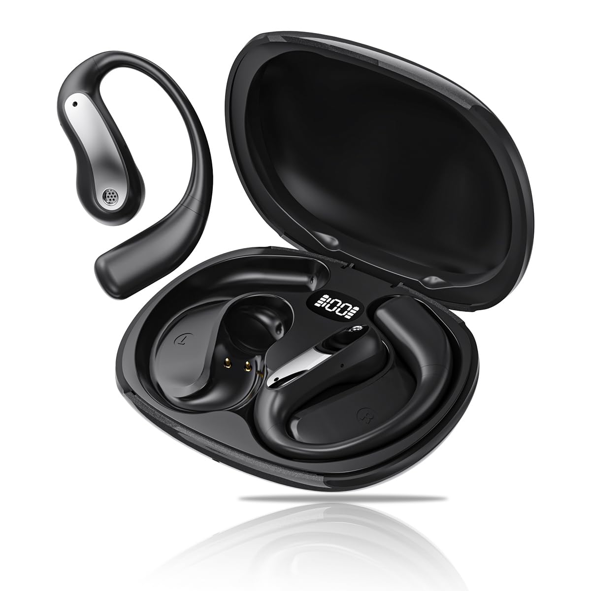 

Bluetooth-наушники Новейший Bluetooth Мгновенный звук Удобные Без костной проводимости Воздушные Без утечки звука До 60 часов работы Светодиодная индикация IPX7 Полностью Идеальные чёрный