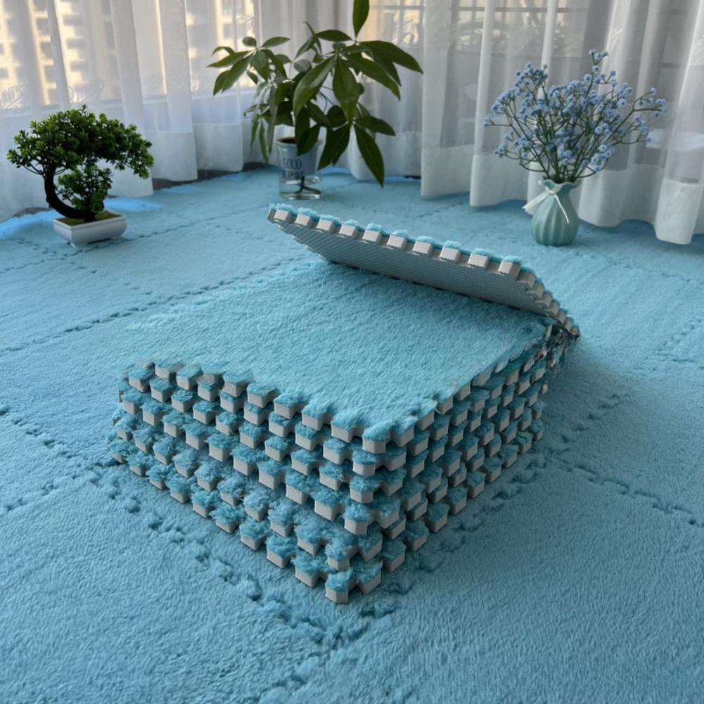 Color Blocking Design Foam Floor Tiles Plush Foam Mat Easy To Clean