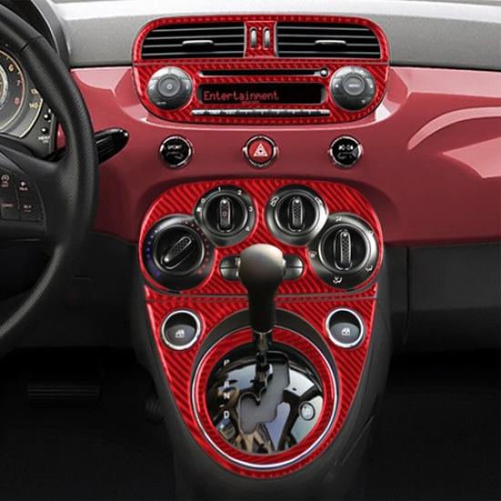 11Pcs Red Carbon Fiber Interior Central Console Cover Trim For Fiat 500 Type A
