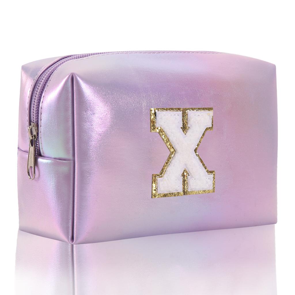 Octagon Bag Embroidery Alphabet Makeup Bag Large Capacity Toiletry Bag Travel Storage Bag Clutch Bag