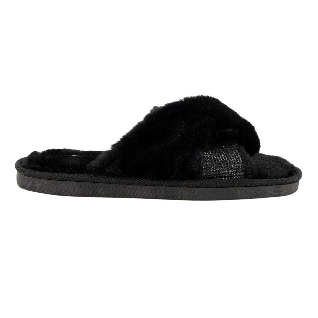 Dune London Womens/Ladies Diamante Faux Fur Indoor Slippers