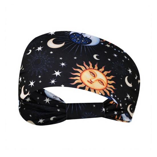 Women Wide Boho Print Headband Yoga Workout Knotted Stretch Sports Hairband Vintage Ethnic African Head Wrap