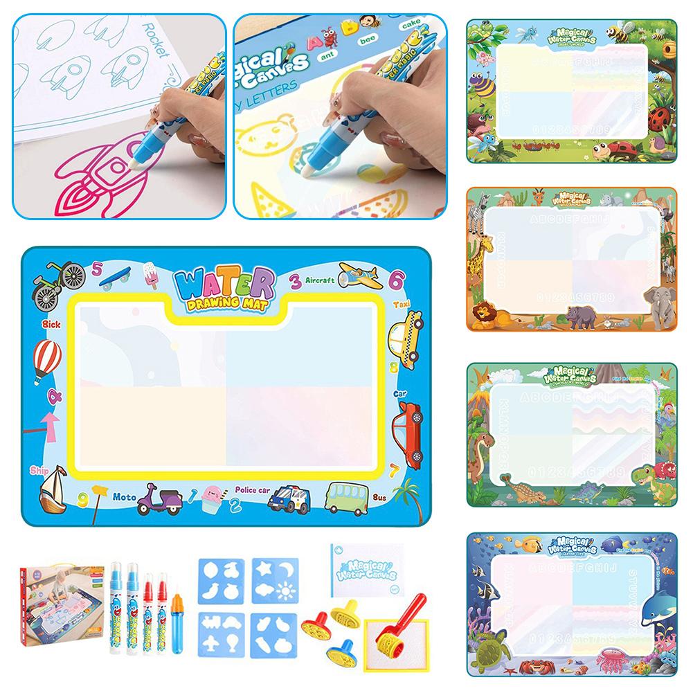 100x80CM Magic Water Drawing Mat with Reusable Magic Pens Doodle Montessori Painting Board Educational Toys Kids Gifts 39X31in