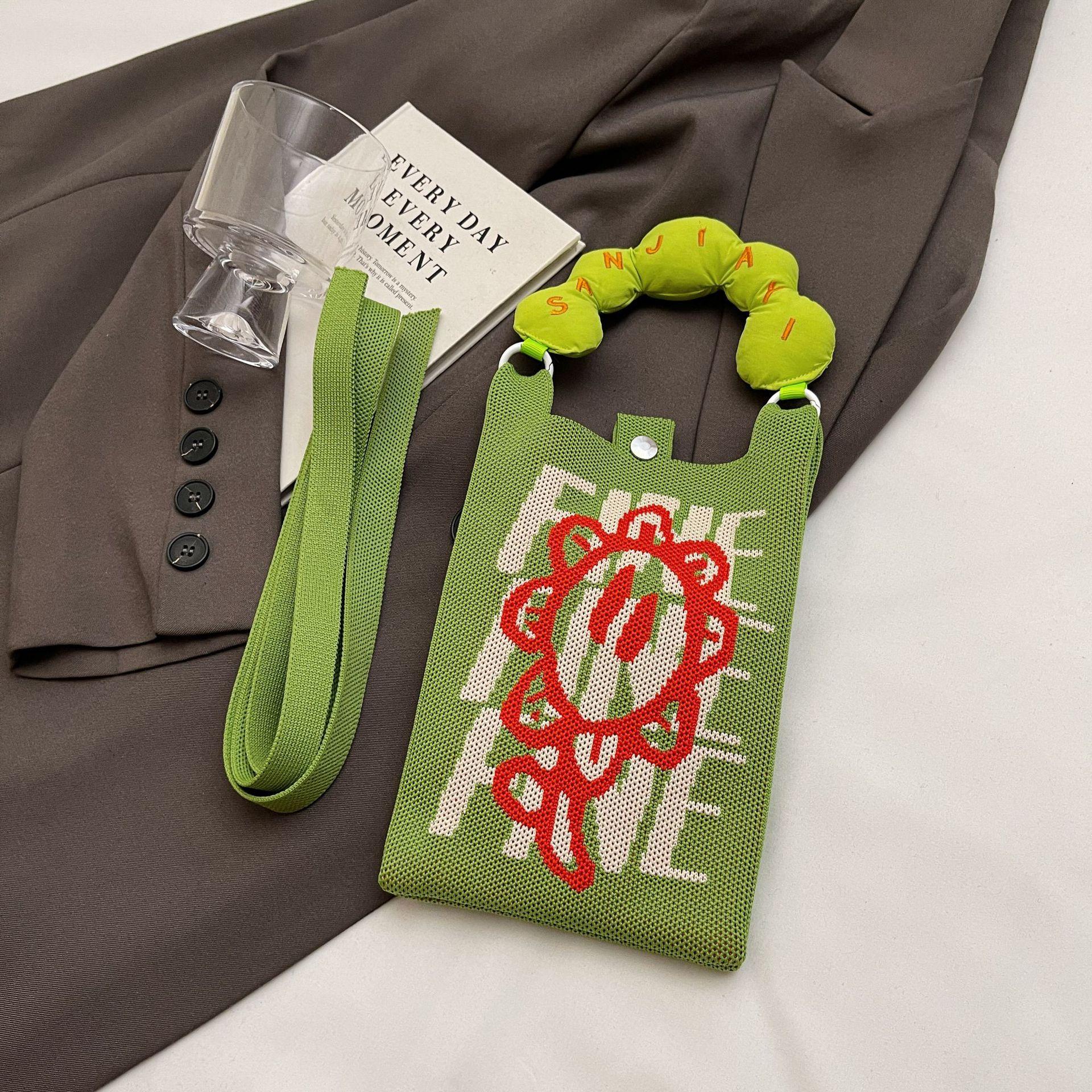 

Вязаная сумка для мобильного телефона Новое удобное хранение Студенческая милая мультяшная модная сумка-мессенджер