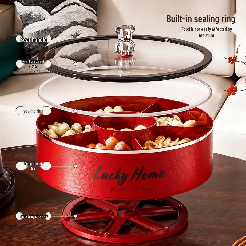 PINYU Luxury Rotating Divided Dry Fruit & Snack Serving Box