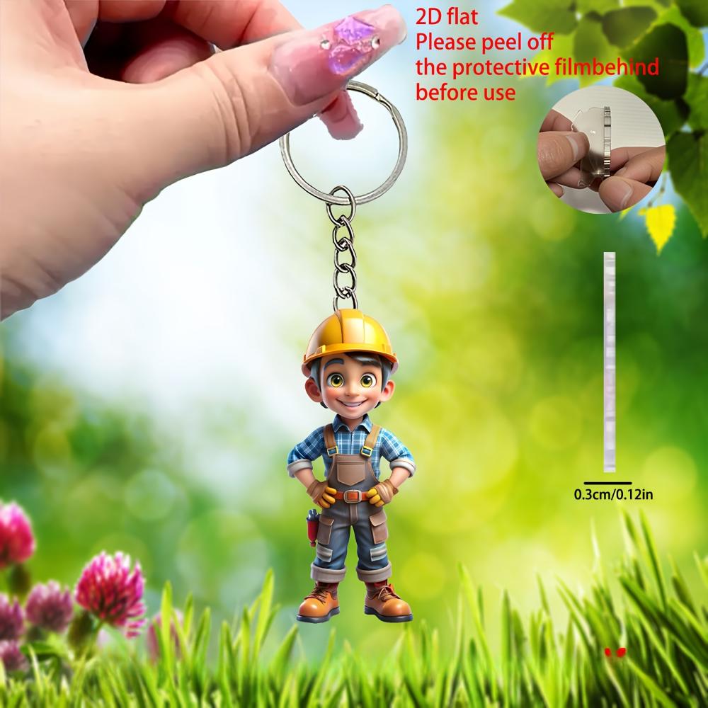 Cute Engineer, 2D Flat Acrylic, Pendant, Suitable for Backpack, Keychain, Gifts, Christmas, Halloween
