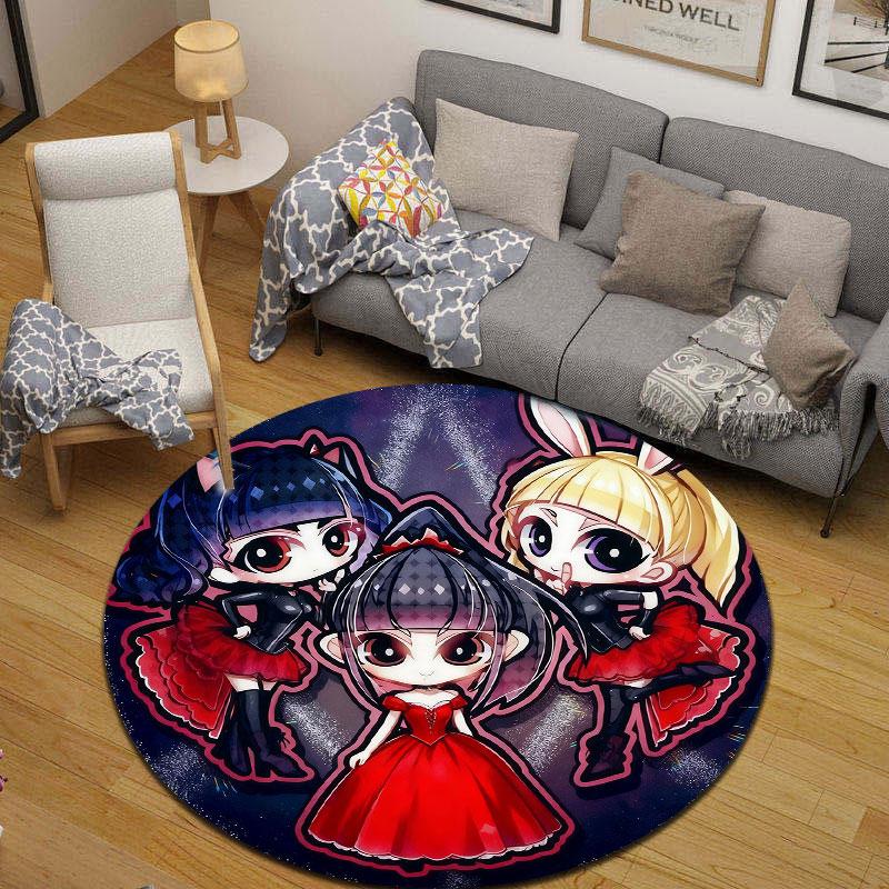 Classic Round Butterfly Multicolor Carpet, Non-Slip Floor Mat for Living Room