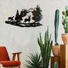 Christmas Iron Wall Art Deer Forest Metal Sculpture Home Decor