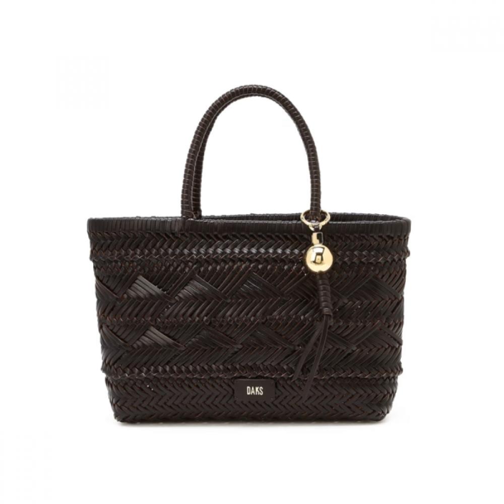 Daks Dark Brown Leather Mesh Tote Bag Dcba6e301w3