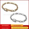 Pan Jia S925 White Copper-Plated Silver Chain Bracelet for Women - Luxury Fashion Couple's Hand Jewelry Hot Selling Ornament.