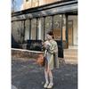 Kumikumi British Style Retro Contrast Color Stand Collar Trench Coat Outerwear Women Autumn Loose Slimming Versatile Temperament Top