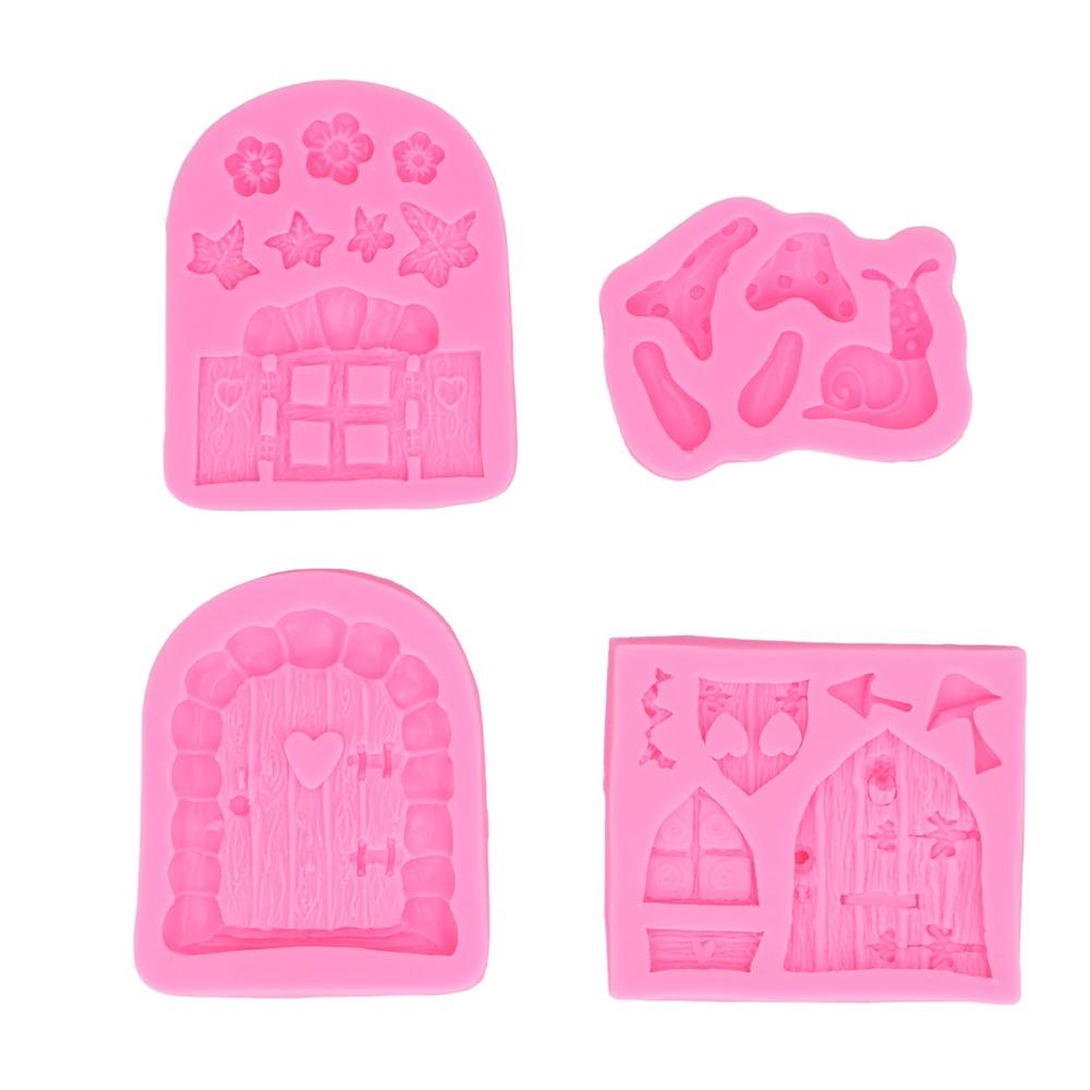 4pcs Easy Release Fairy Garden Molds Non-Stick Fondant Cake Molds  Wedding Cake Decor