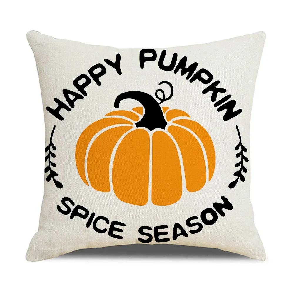 45X45cm Happy Thanksgiving Cushion Cover Fall Home Pumpkin Decorative Throw Pillows Sofa Cushions Maple Leaf Pillowcase 2023 New