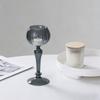 Europäischer transparenter gestreifter Kerzenständer im Tischlampen-Stil mit hohem Fuß, Hochzeits-Heim-Kreativdekor, Glas-Kerzenhalter