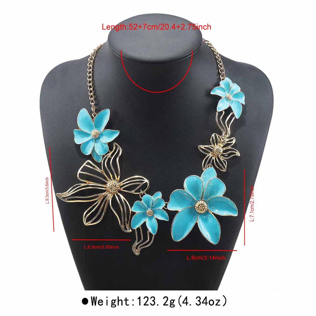 N11118 Personality Trend Enamel Drip Glaze Flower Pendant Necklace Internet celebrity ins Wind Hollow Petal Necklace