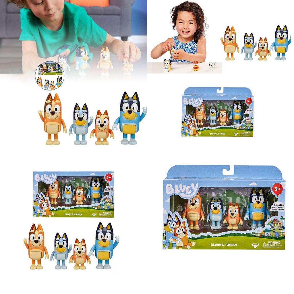 Bluey Familie Bingo Spielzeug 4 Stück Pack Actionfigur Set Perfekte Kindergeschenk Sammlung