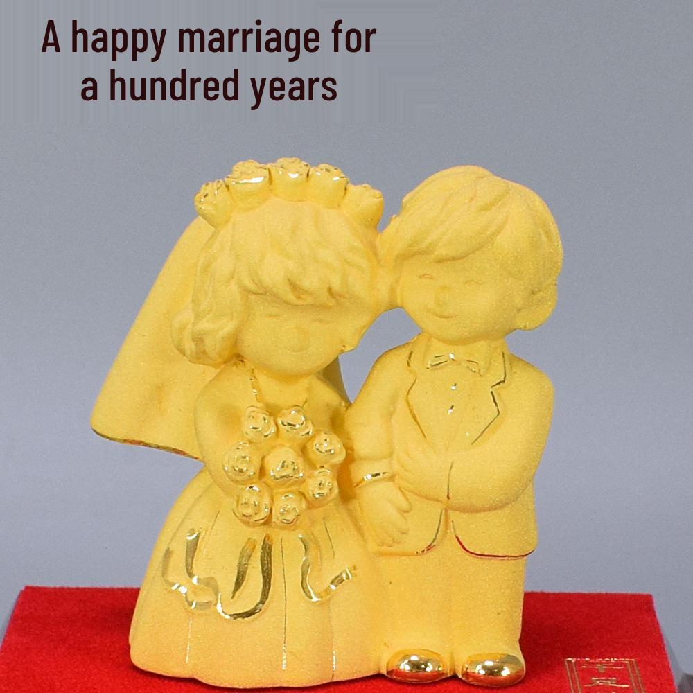 Gold Velvet Wedding Gift for Newlyweds - Creative Anniversary Ornament Decor H551