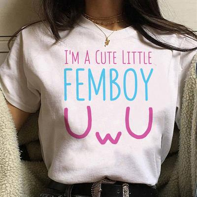 T-shirt manga pour femme Femboy haut fille vêtements comiques