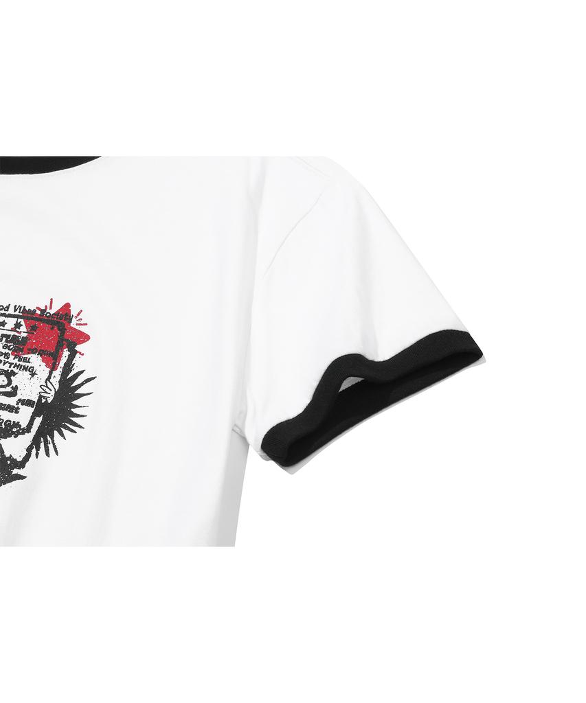 CPGN STUDIO Stamp Club Ringer Short Sleeve T-Shirt White
