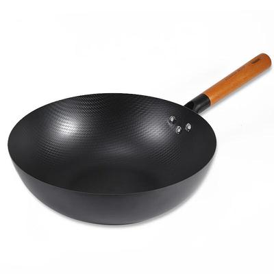 KOMBBACH 32cm Wok mit flachem Boden aus feinem Eisen