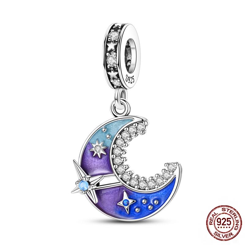 Charms  925 Sterling Copper Love Heart Sunflower Family Puppy Clip Charm Fit Bracelets Original Beads Women Souvenir DIY Zircon