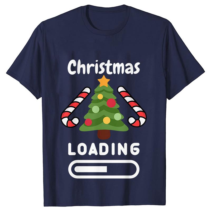 Christmas Loading Graphic TShirt Men Clothing Xmas Short Sleeve Tees Happy New Year Tshirt Trendy Merry Christmas Y2k Tops