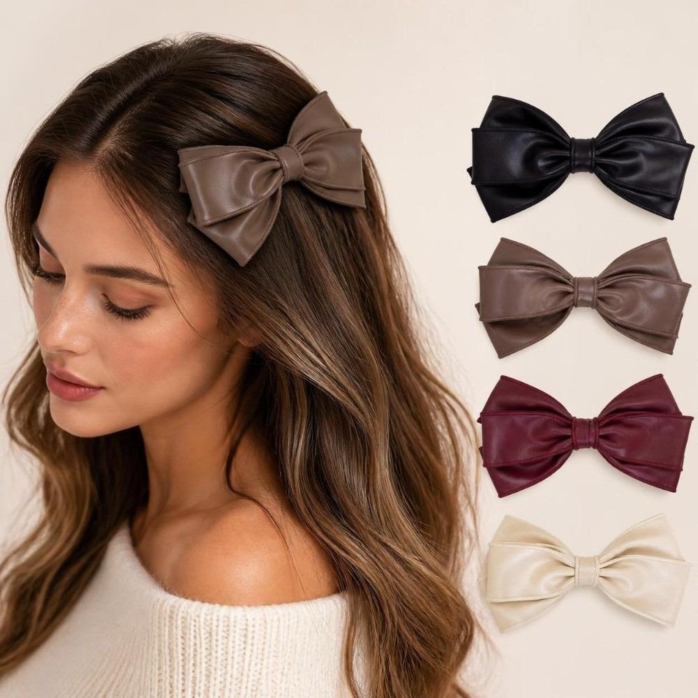 Satin Ponytail Holder Non-Slip Back Hair Clamp Minimalist Bow Hair Clips Daily Wear